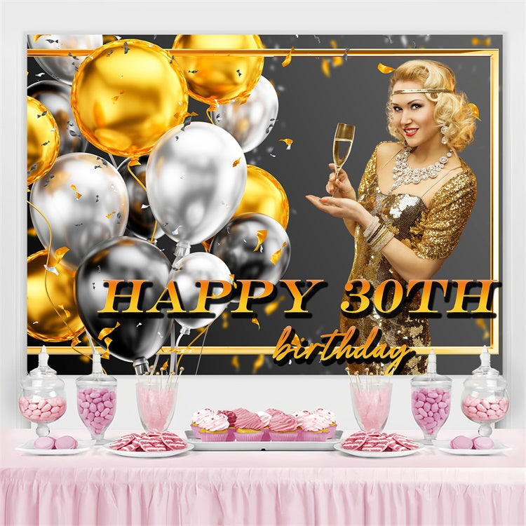 Custom Made Birthday Backdrops 30th Vintage Gold Balloon Backdrop TWW3-79
