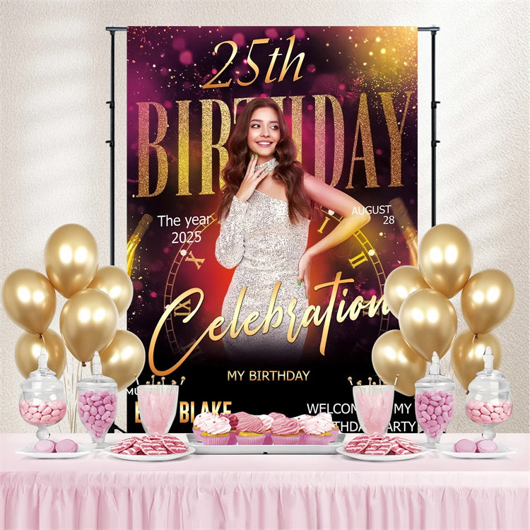 Customized Backdrop For Birthday Shiny 25th Birthday Night Backdrop TWW3-81