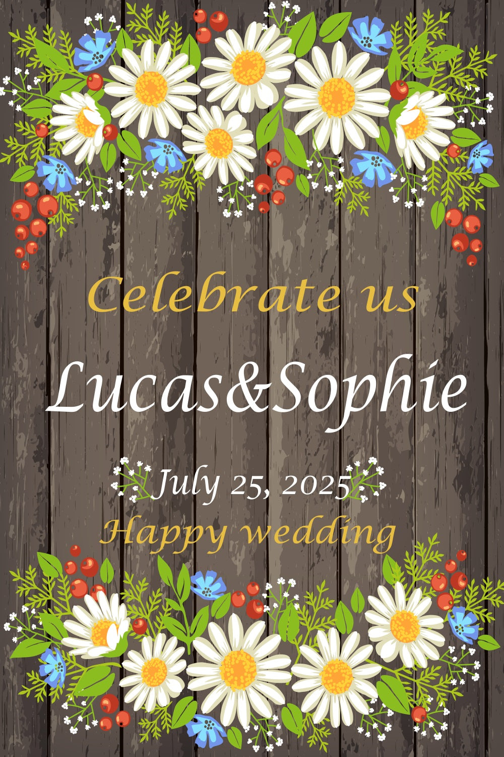 Wedding Photo Backdrop Rustic Wildflower Customized Backdrop TWW3-86