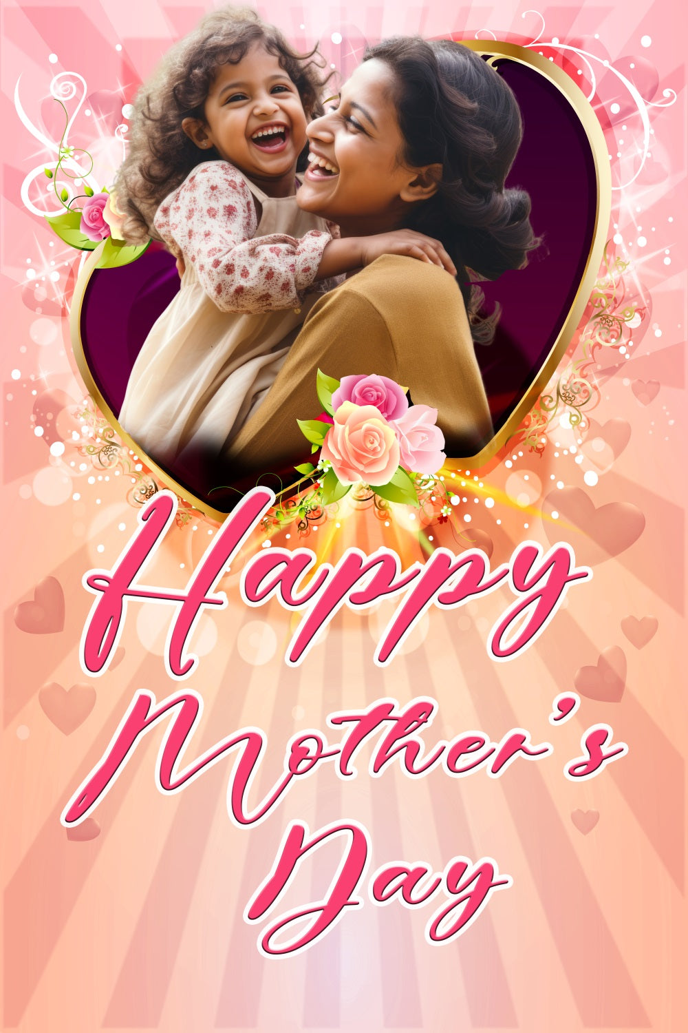 Mother's Day Backdrops Glowing Heart Frame Personalized Backdrop TWW4-1