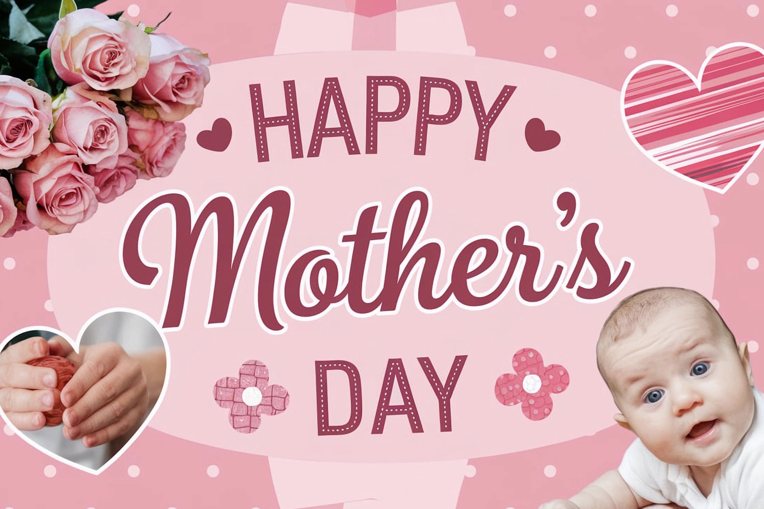 Mothers Day Backdrops Baby Love Pink Roses Custom Backdrop TWW4-11