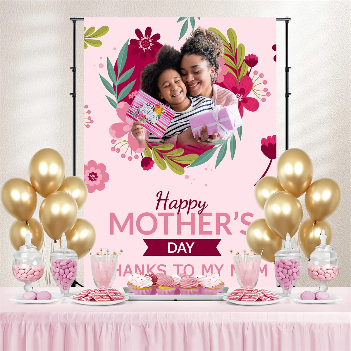 Backdrops For Mothers Day Blush Pink Petals Personalized Backdrop TWW4-14