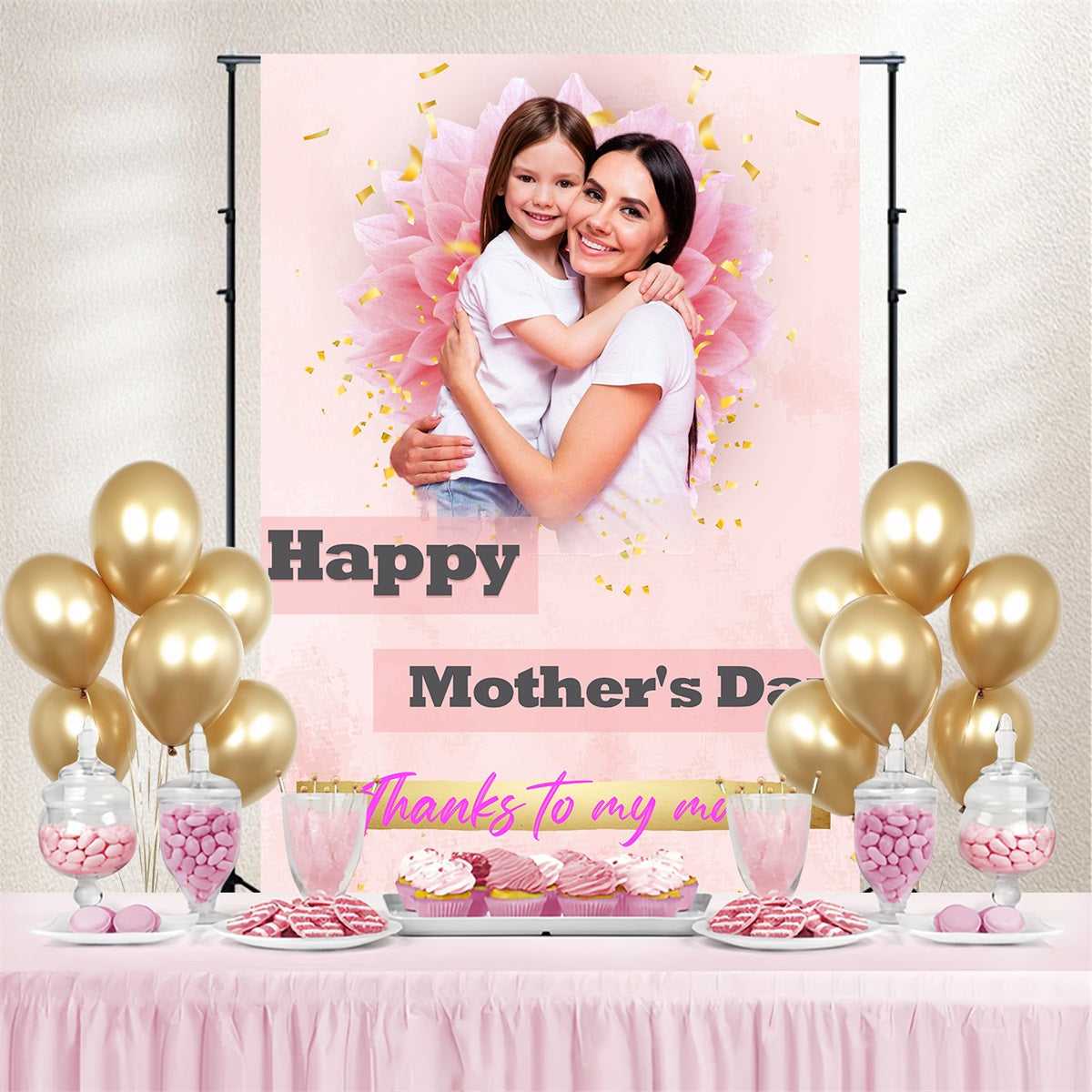 Happy Mothers Day Backdrop Confetti Love Flower Custom Backdrop TWW4-15