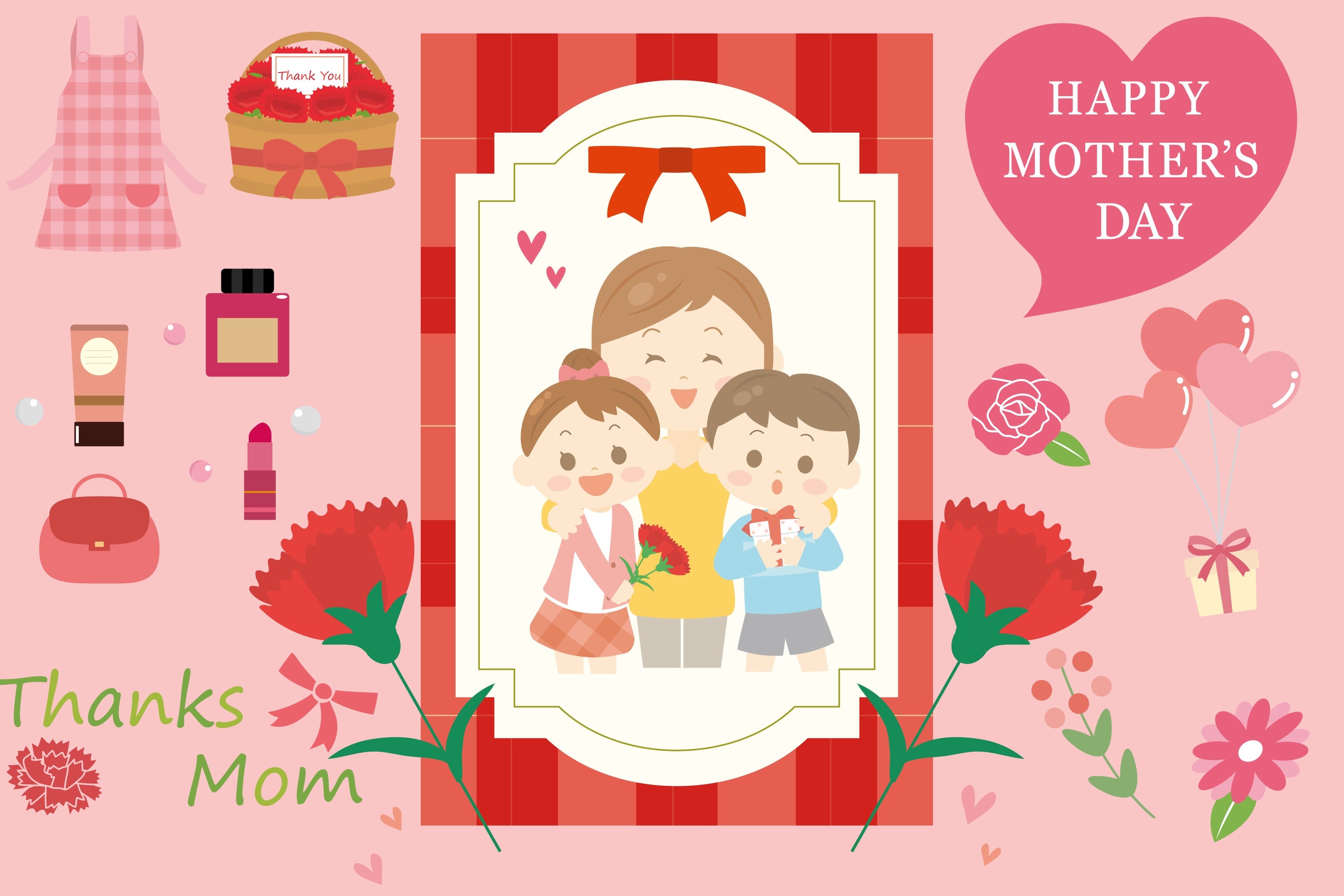 Mothers Day Backdrop Cartoon Family Love Personalized Backdrop TWW4-17