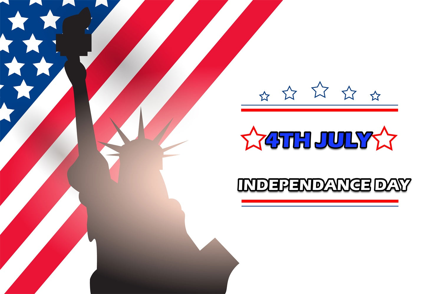 Independence Day Backdrop Statue of Liberty American Flag Backdrop TWW4-1