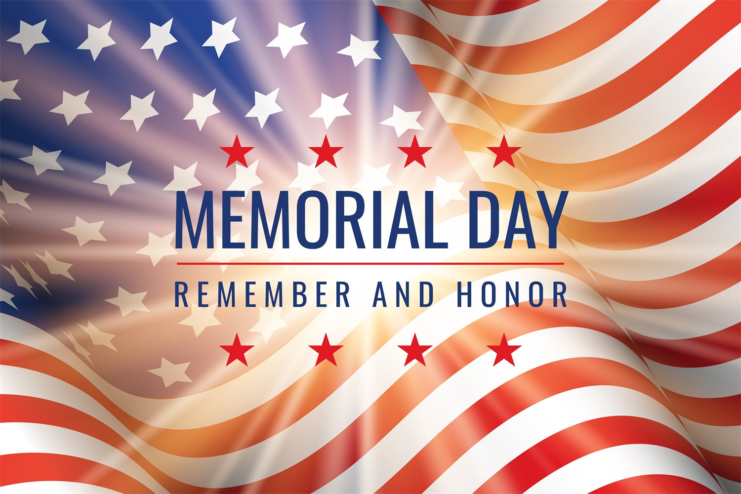 Memorial Backdrop Illuminated Honor Waving Flag Backdrop TWW4-25