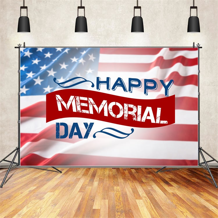 Memorial Day Backdrops Waving Flag Patriotic Backdrop TWW4-49