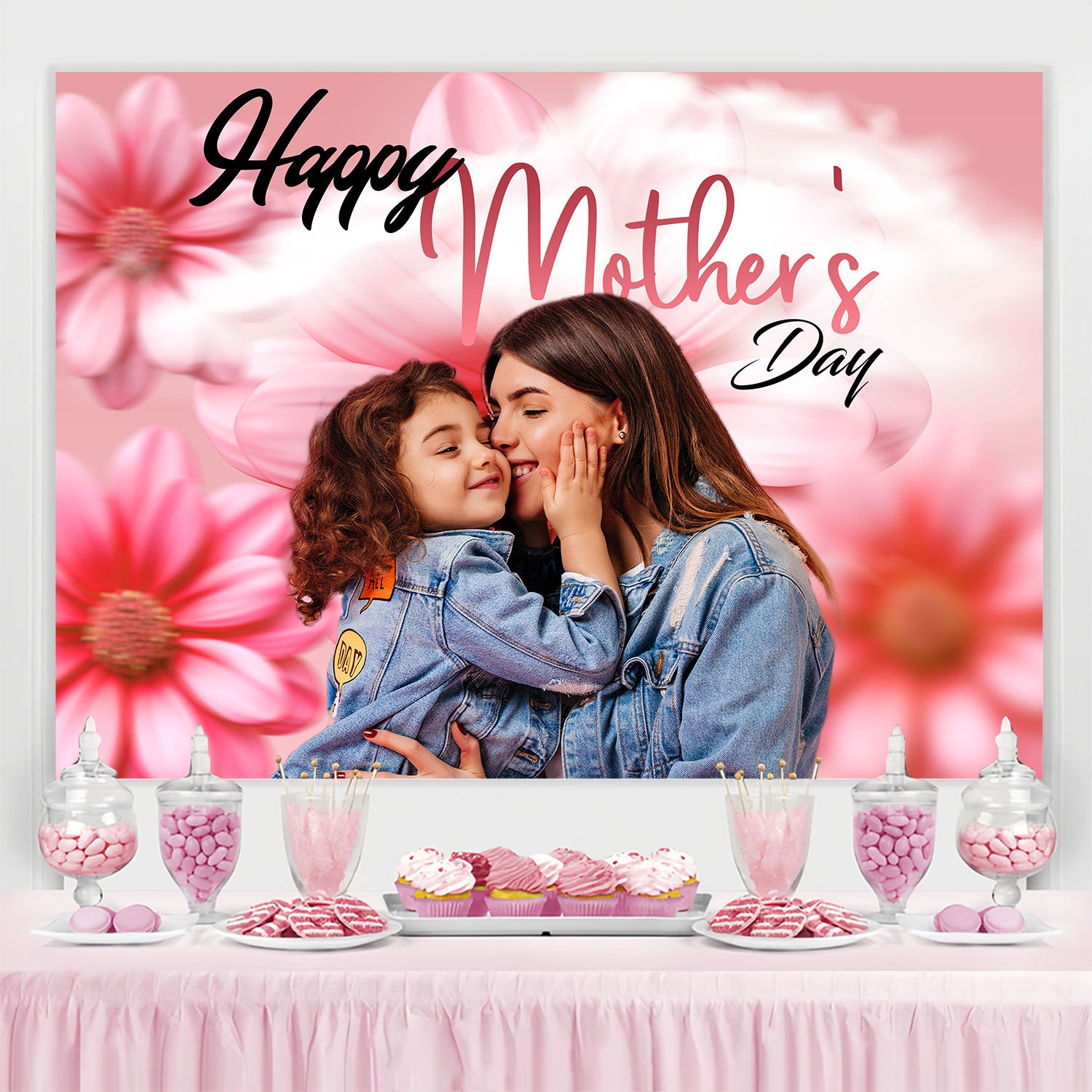 Mothers Day Photo Backdrop Daisy Bloom Personalized Backdrop TWW4-5