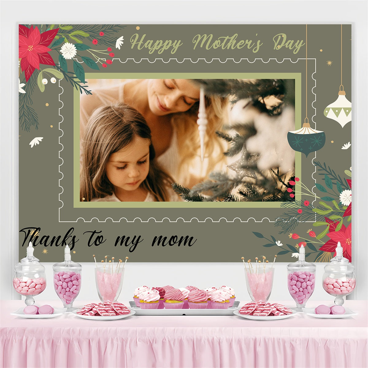 Mothers Day Backdrops Olive Floral Memory Custom Backdrop TWW4-6