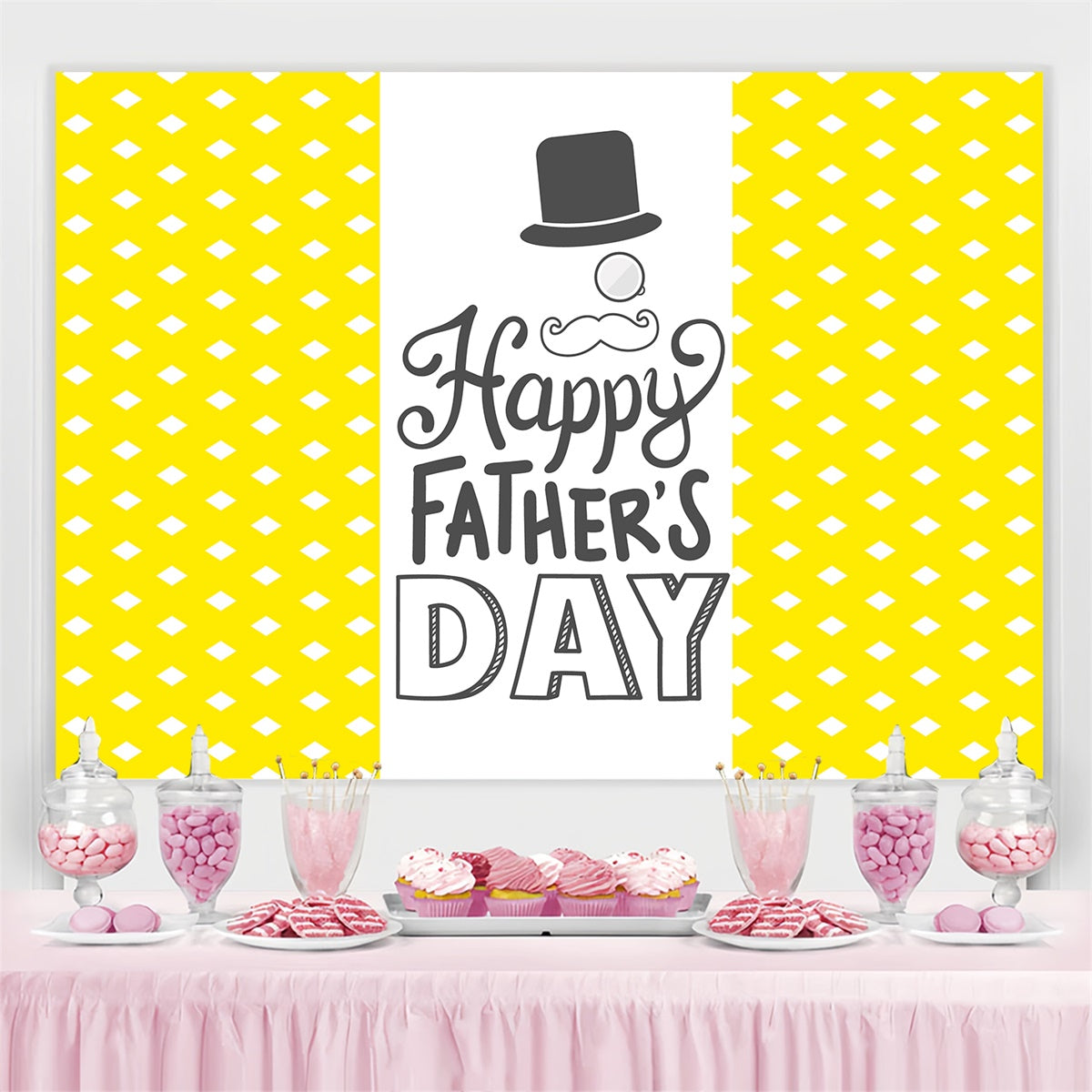 Fathers Day Backdrop Classic Yellow Geometric Custom Backdrop TWW4-72