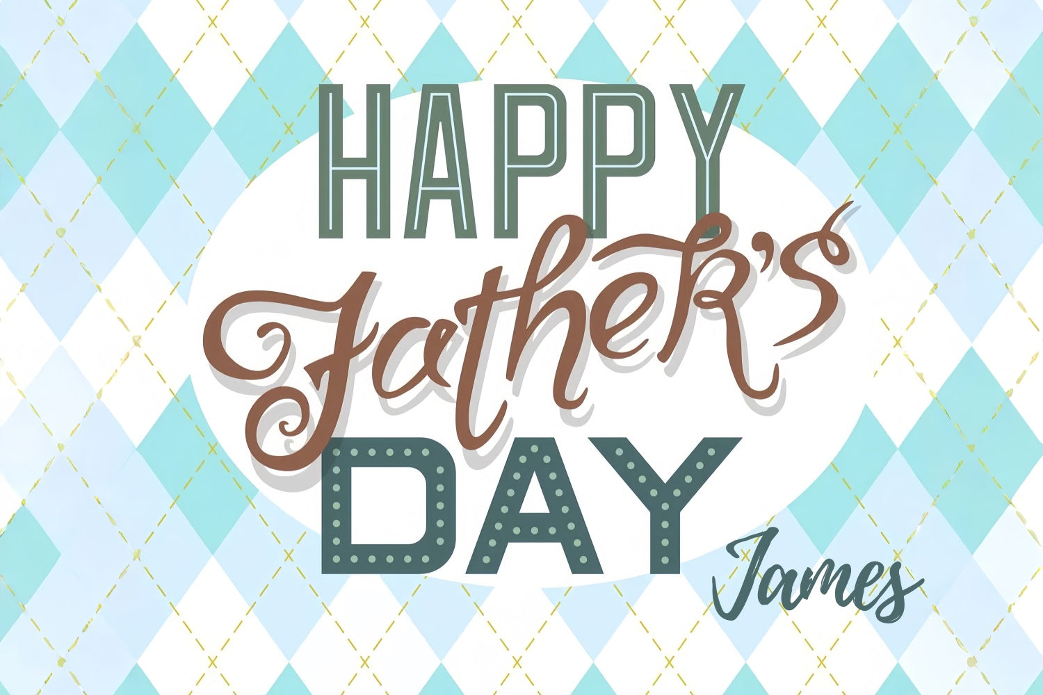 Backdrop Fathers Day Blue Argyle Retro Customized Backdrop TWW4-73