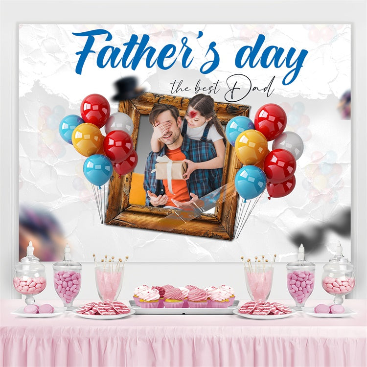 Fathers Day Backdrop Ideas Colorful Balloons Gift Custom Backdrop TWW4-75
