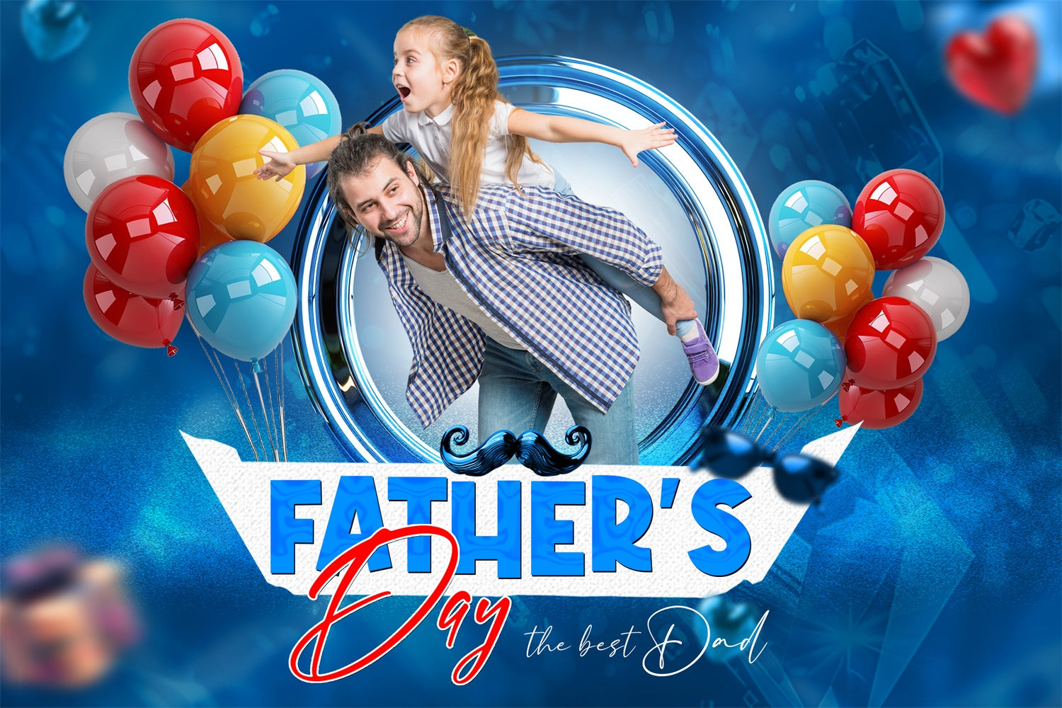 Backdrop Fathers Day Floating Balloons Personalized Backdrop TWW4-77