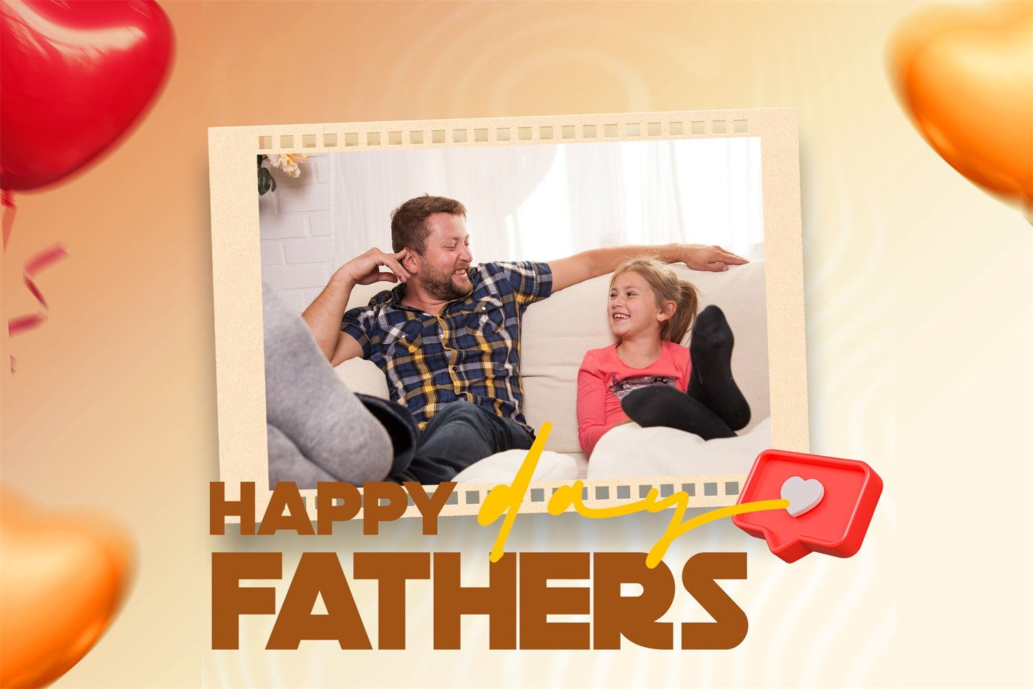 Father's Day Photo Backdrop Red Heart Bubble Custom Backdrop TWW4-78