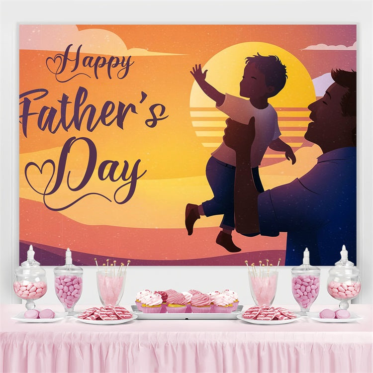 Fathers Day Backdrop Sunset Silhouette Personalized Backdrop TWW4-79