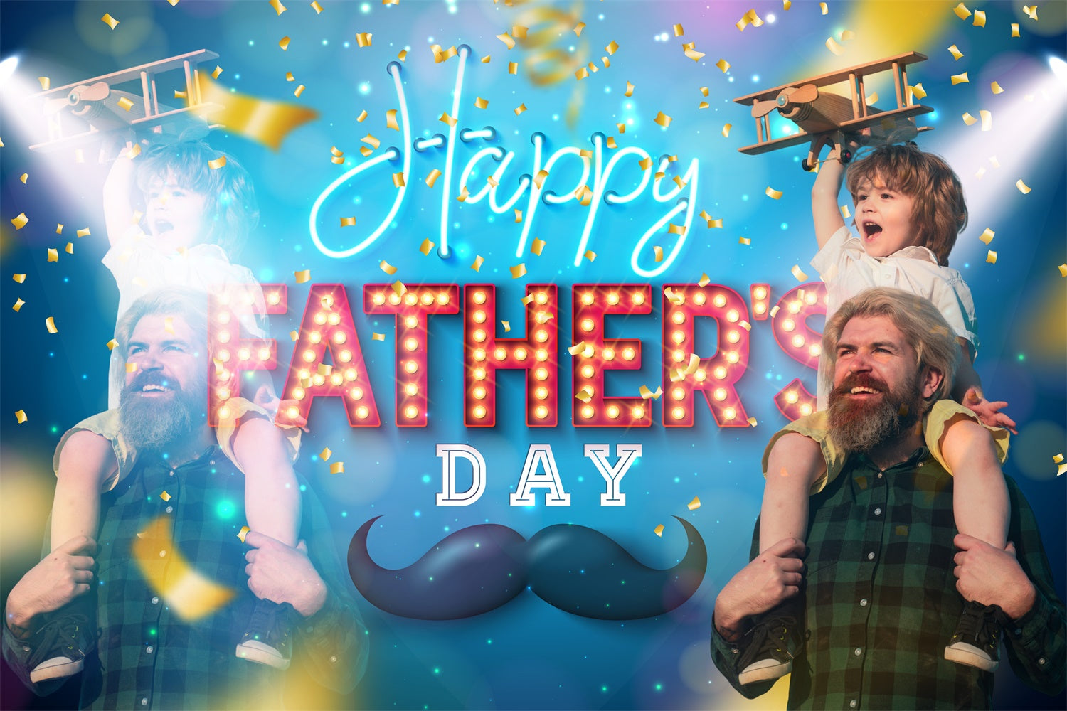 Backdrop Fathers Day Stage Spotlight Confetti Custom Backdrop TWW4-82
