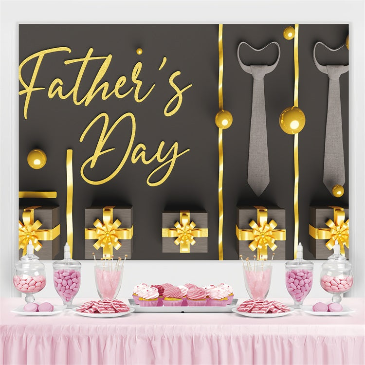 Happy Fathers Day Backdrop Chic Gift Box Tie Customized Backdrop TWW4-83