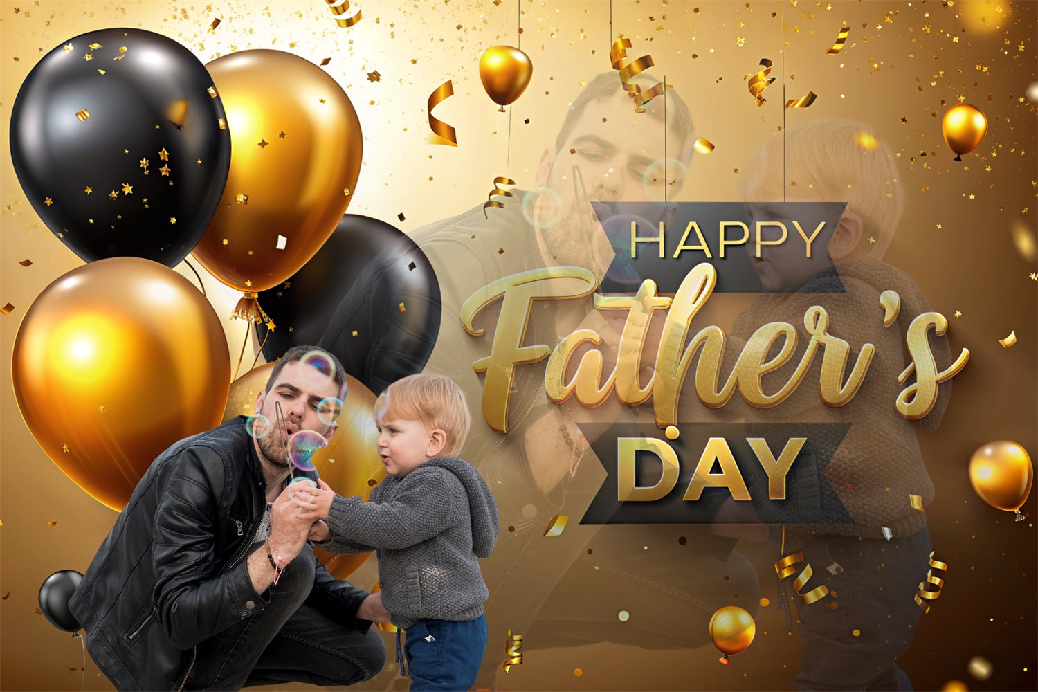 Backdrop Father's Day Golden Confetti Balloon Custom Backdrop TWW4-85