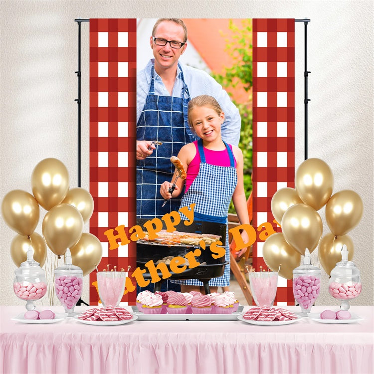 Backdrop Fathers Day Red Checkered Cookout Customized Backdrop TWW4-87