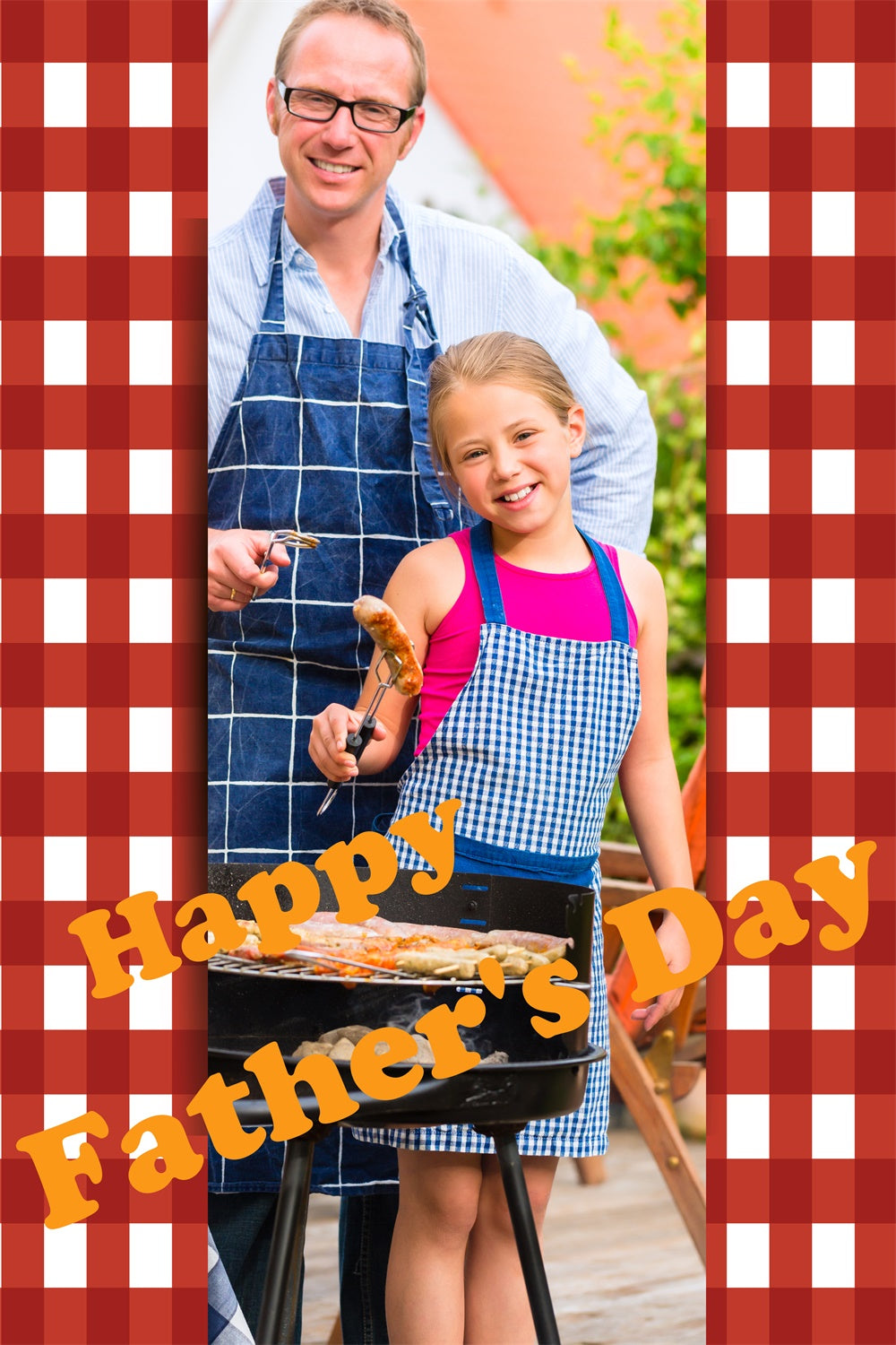 Backdrop Fathers Day Red Checkered Cookout Customized Backdrop TWW4-87