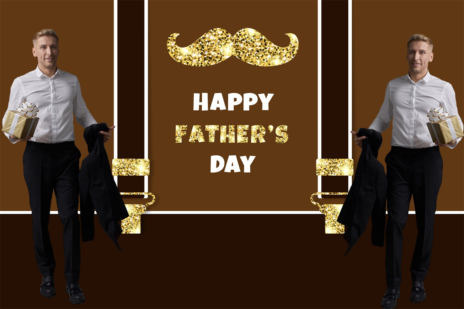 Fathers Day Backdrop Ideas Golden Sparkle Gentleman Custom Backdrop TWW4-88