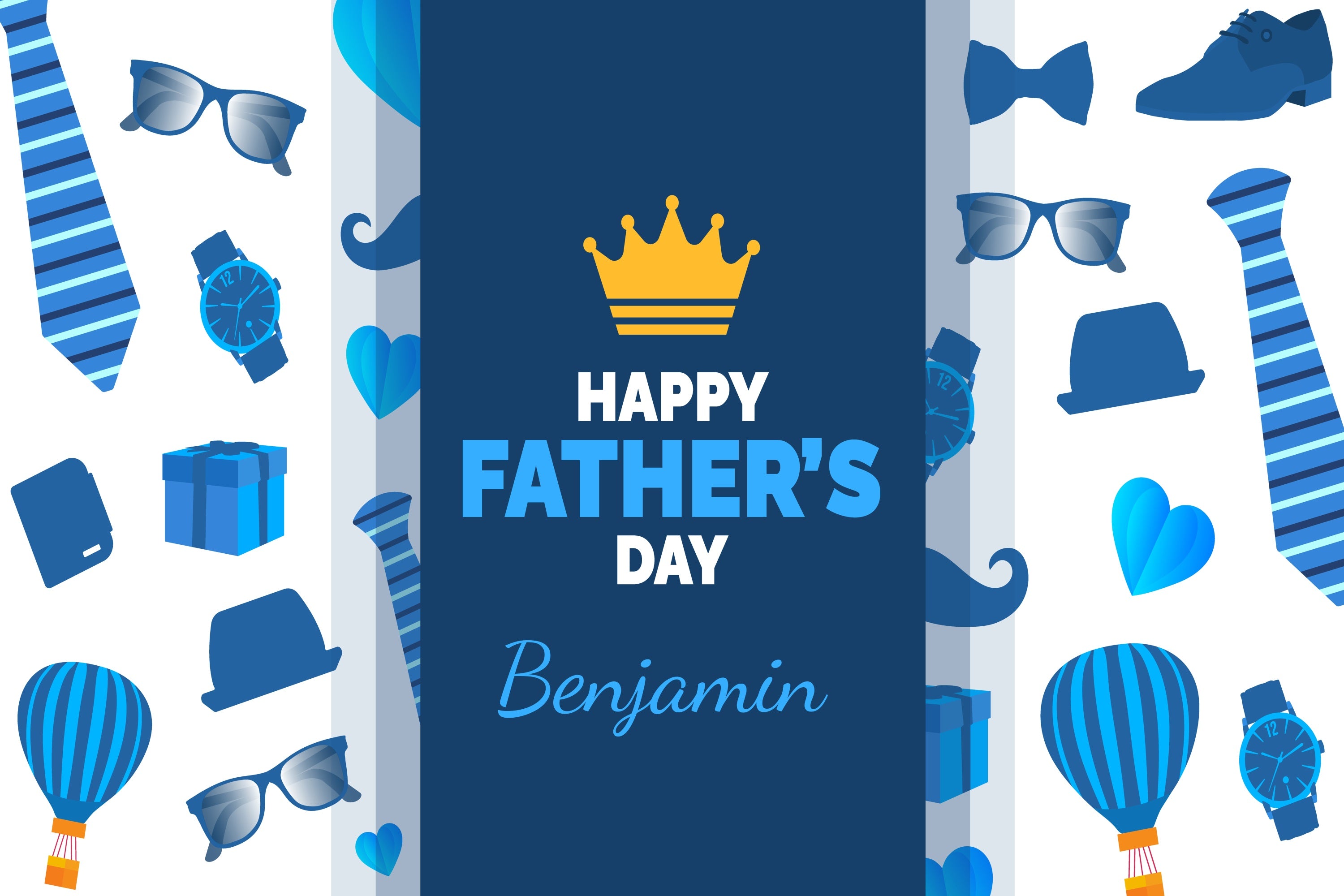 Fathers Day Backdrop Ideas Crown Blue Gift Icons Custom Backdrop TWW4-90