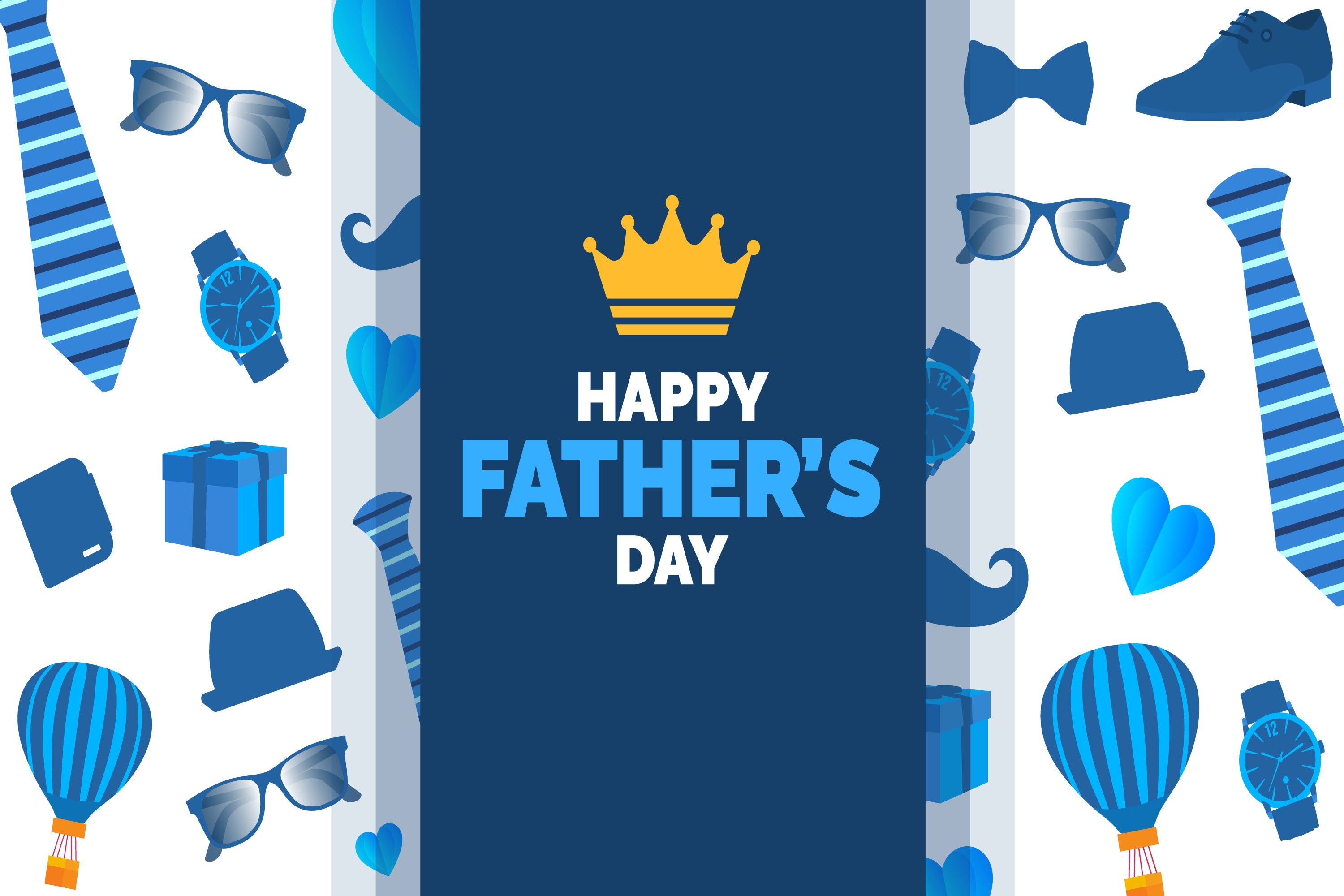 Fathers Day Backdrop Ideas Crown Blue Gift Icons Custom Backdrop TWW4-90