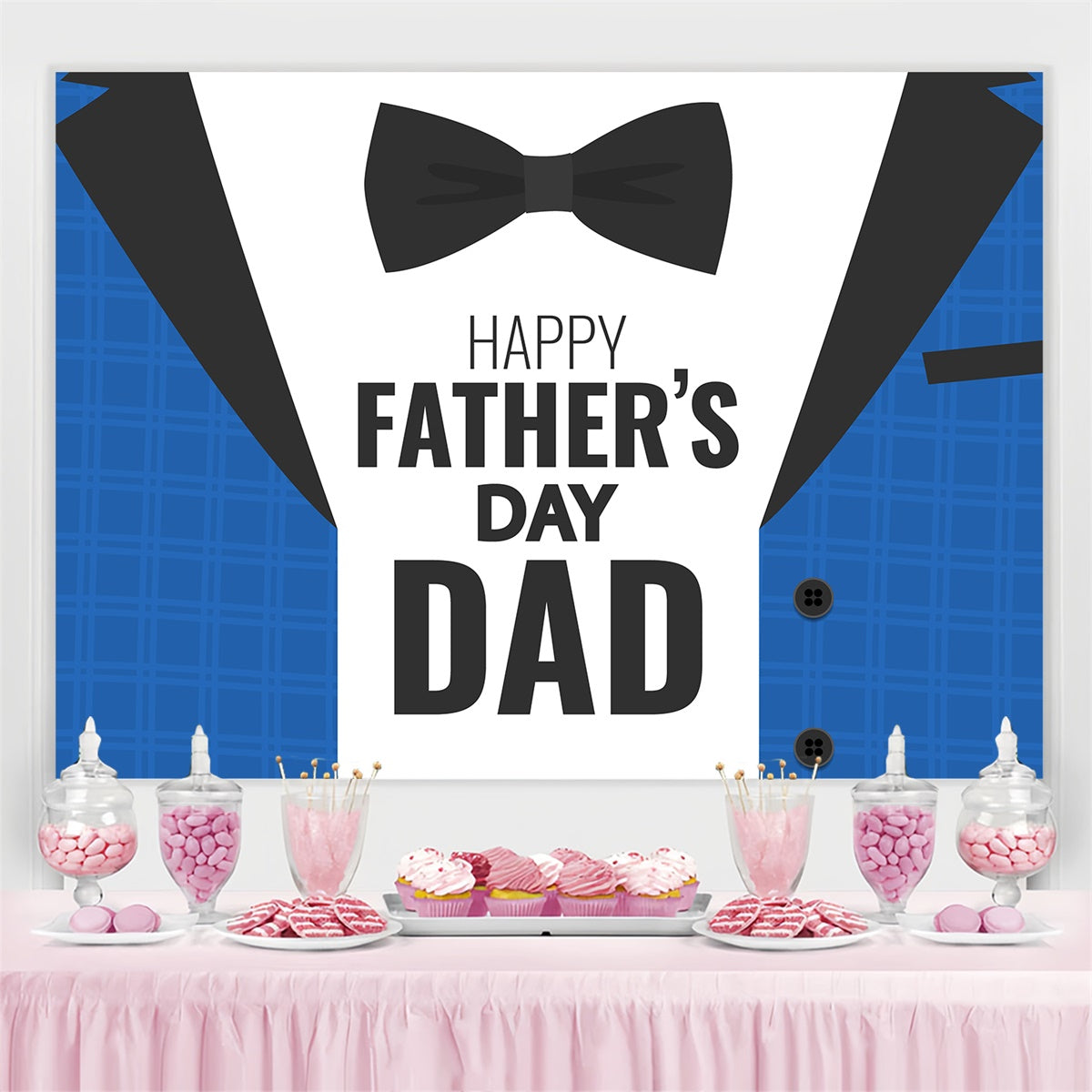 Father's Day Backdrop Blue Suit Tuxedo Personalized Backdrop TWW4-91