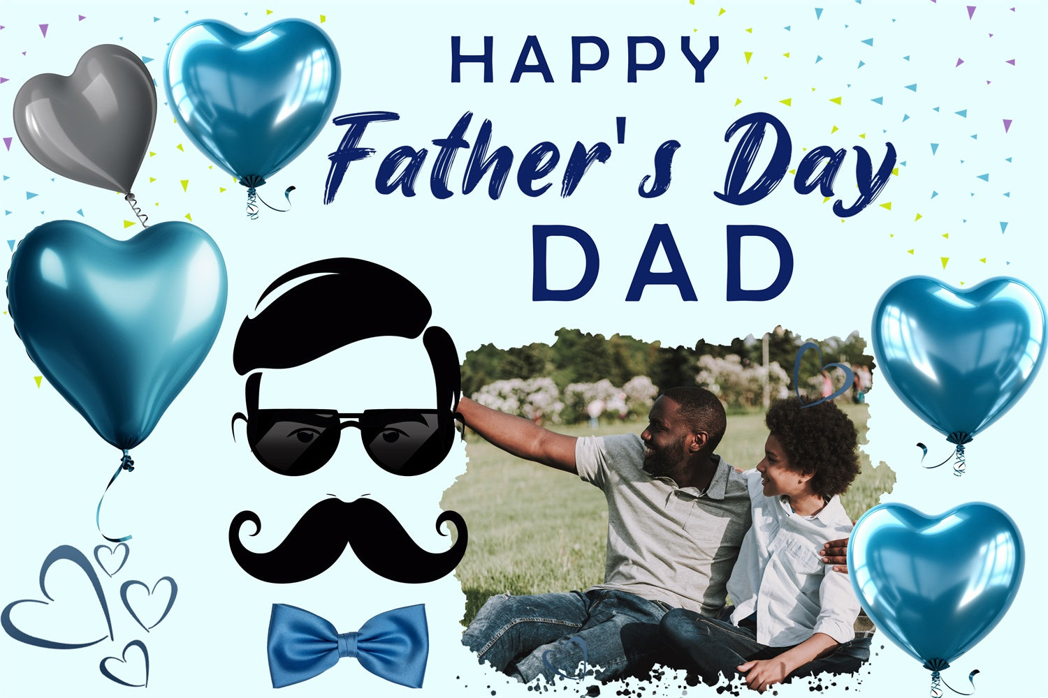 Backdrop Father's Day Heart Balloons Cartoon Custom Backdrop TWW4-93