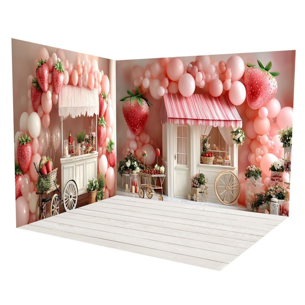 Newborn Photography Backdrop Strawberry Balloon Cart Backdrop Room Set TWW5-20