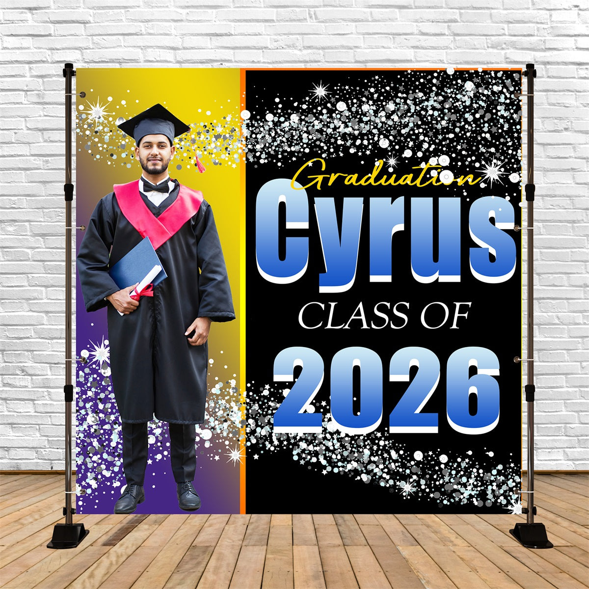 Graduated Backdrop Sparkling Confetti Custom Party Graduation Backdrop TWW5-31