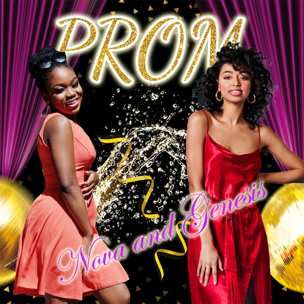 Prom Backdrop Purple Curtain Glitter Customized Party Graduation Backdrop TWW5-36