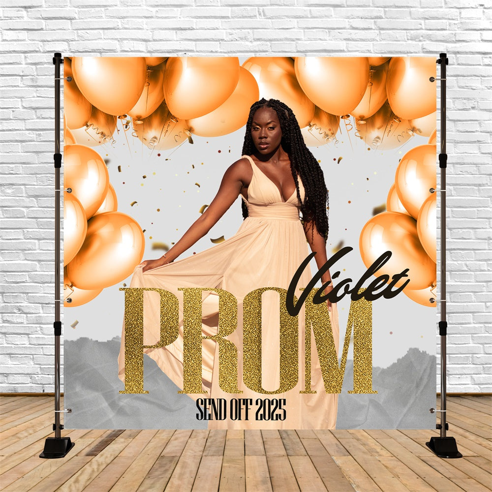 Prom 2025 Backdrop Gold Balloon Glamour Custom Party Graduation Backdrop TWW5-37