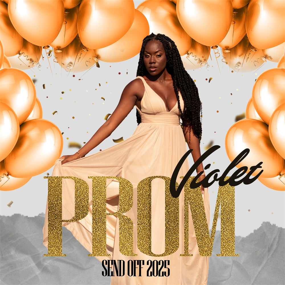 Prom 2025 Backdrop Gold Balloon Glamour Custom Party Graduation Backdrop TWW5-37