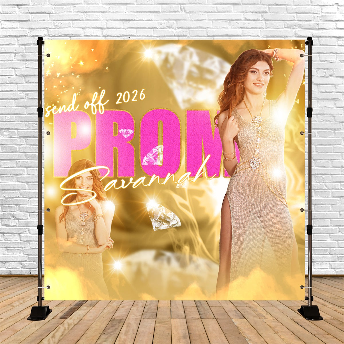 Prom Backdrop Ideas Diamond Golden Glow Custom Party Graduation Backdrop TWW5-41