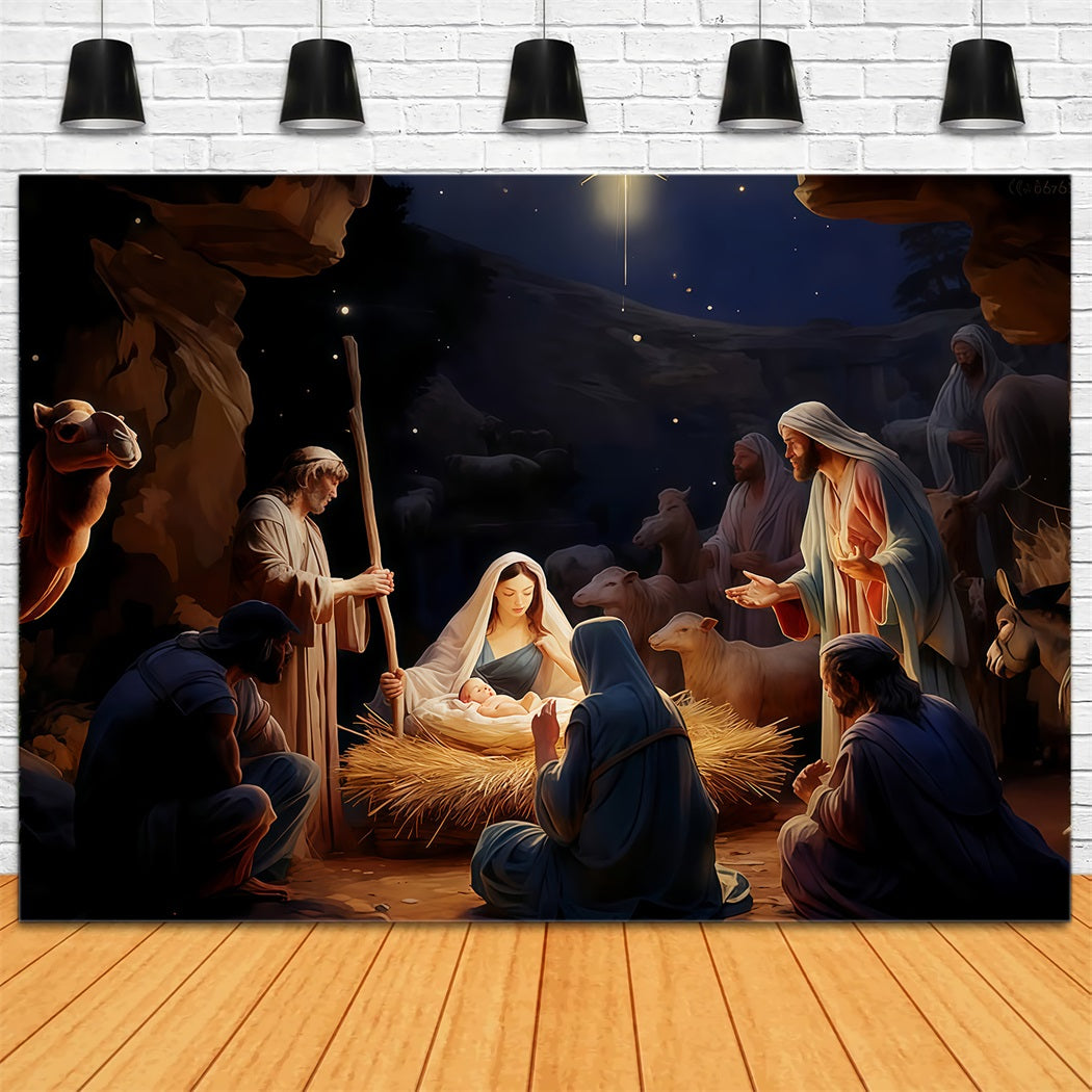 Nativity Backdrop Holy Family Nativity Night Christmas Photography Backdrops TWW510-102
