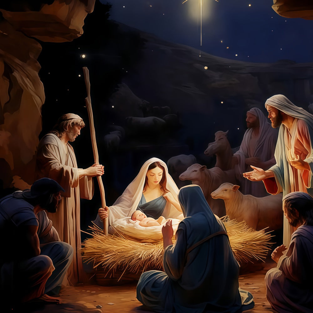 Nativity Backdrop Holy Family Nativity Night Christmas Photography Backdrops TWW510-102