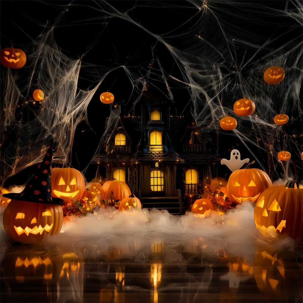 Haunted Mansion Backdrop Haunted House Pumpkin Fog Halloween Backdrop Ideas TWW510-15