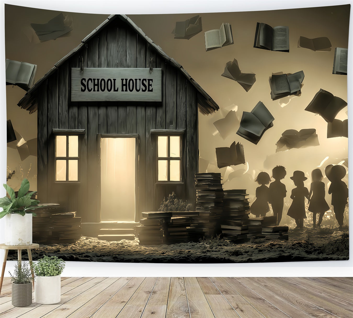 Haunted Mansion Backdrop Haunted Schoolhouse Books Halloween Backdrops TWW510-2