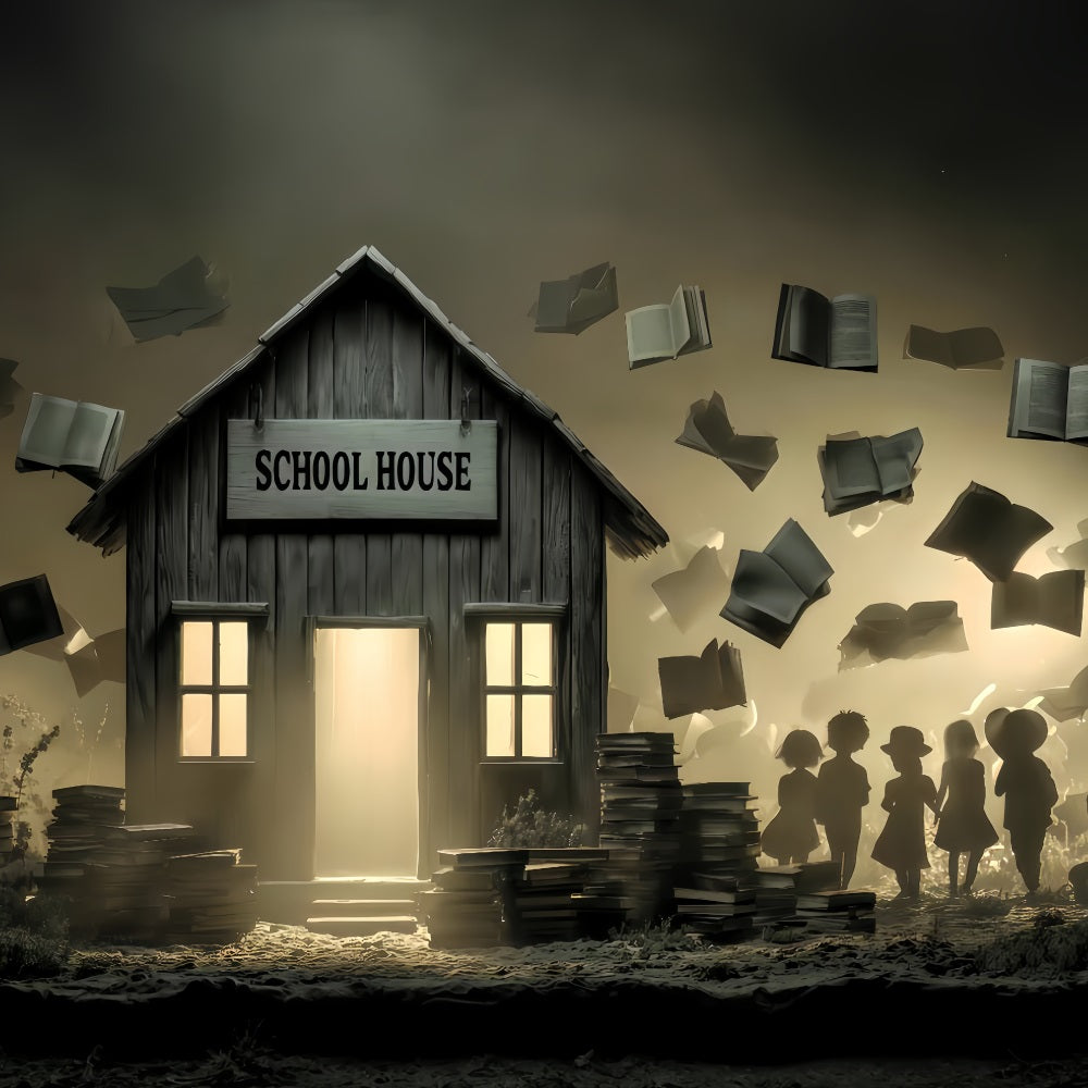 Haunted Mansion Backdrop Haunted Schoolhouse Books Halloween Backdrops TWW510-2