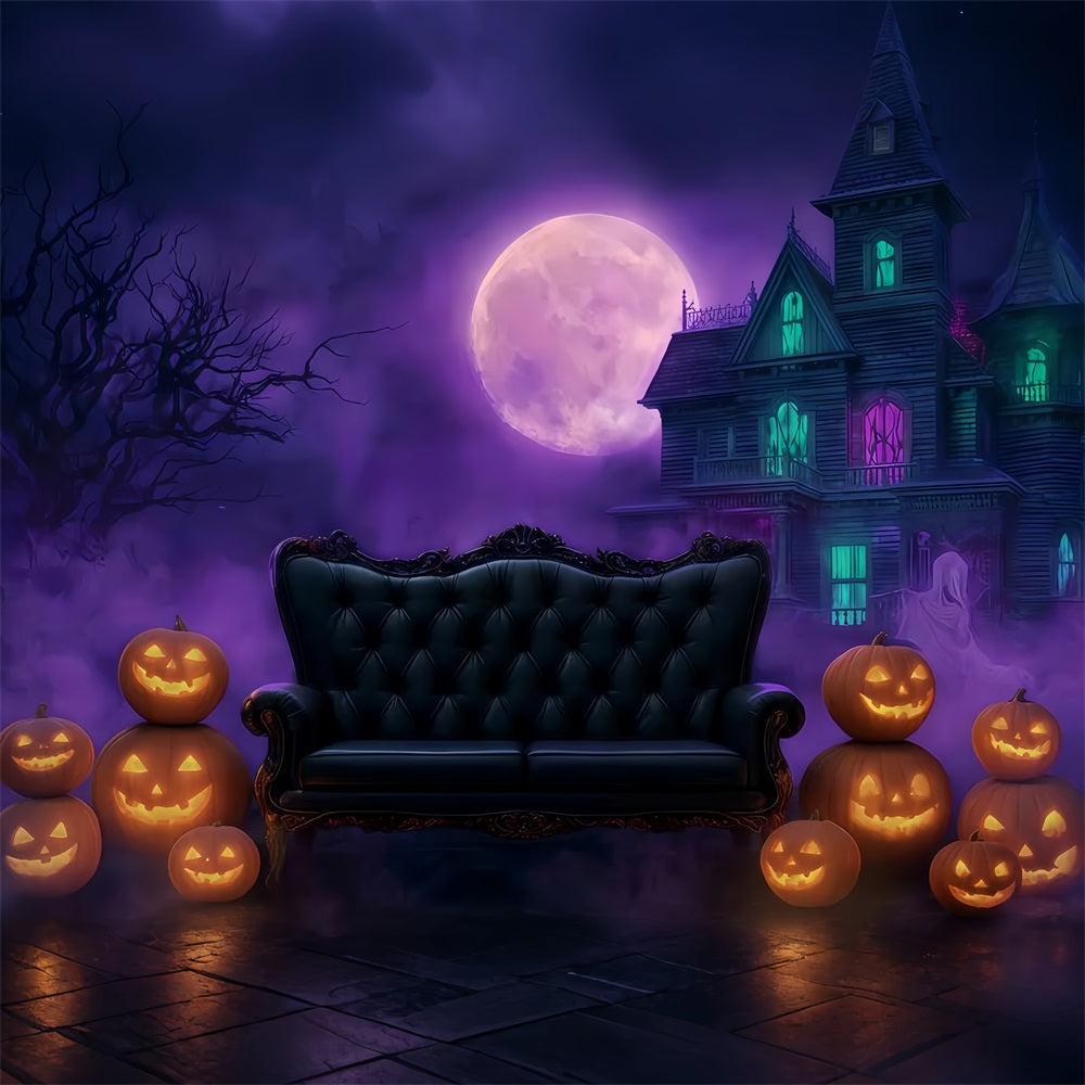 Halloween Moon Backdrop Gothic Sofa Haunted Mansion Halloween Backdrops TWW510-22