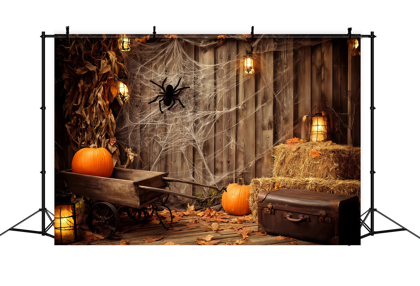Halloween Wall Backdrop Spider Web Rustic Corner Halloween Photo Backdrop TWW510-23