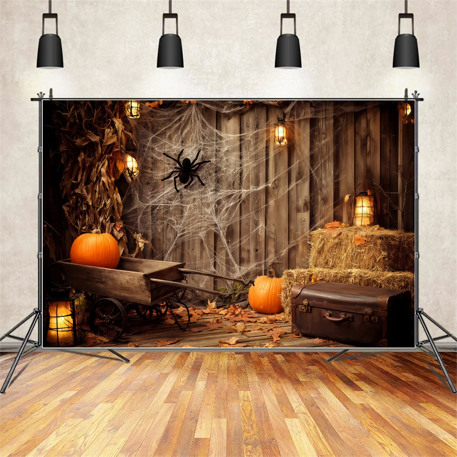 Halloween Wall Backdrop Spider Web Rustic Corner Halloween Photo Backdrop TWW510-23