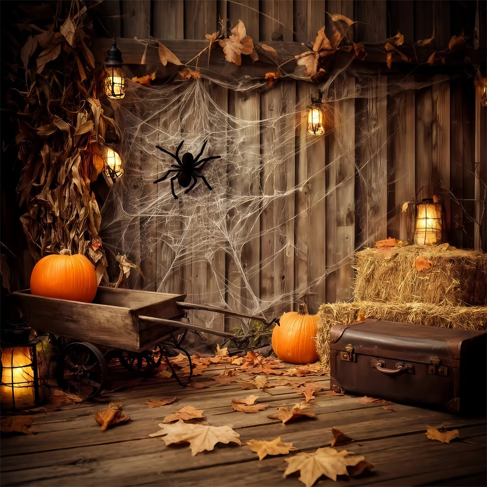 Halloween Wall Backdrop Spider Web Rustic Corner Halloween Photo Backdrop TWW510-23