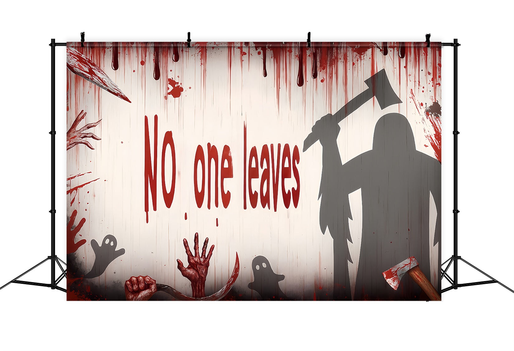 Halloween Wall Backdrop Bloody Axe Killer Shadows Halloween Backdrop Ideas TWW510-25
