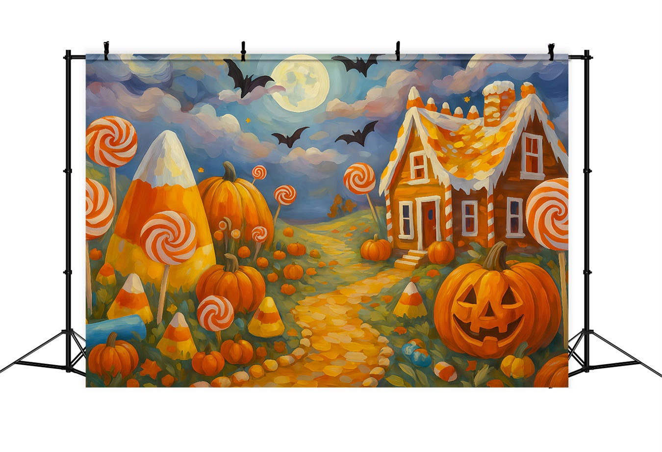 Halloween Color Backdrop Candy Land Pumpkin Path Halloween Backdrops For Photos TWW510-26