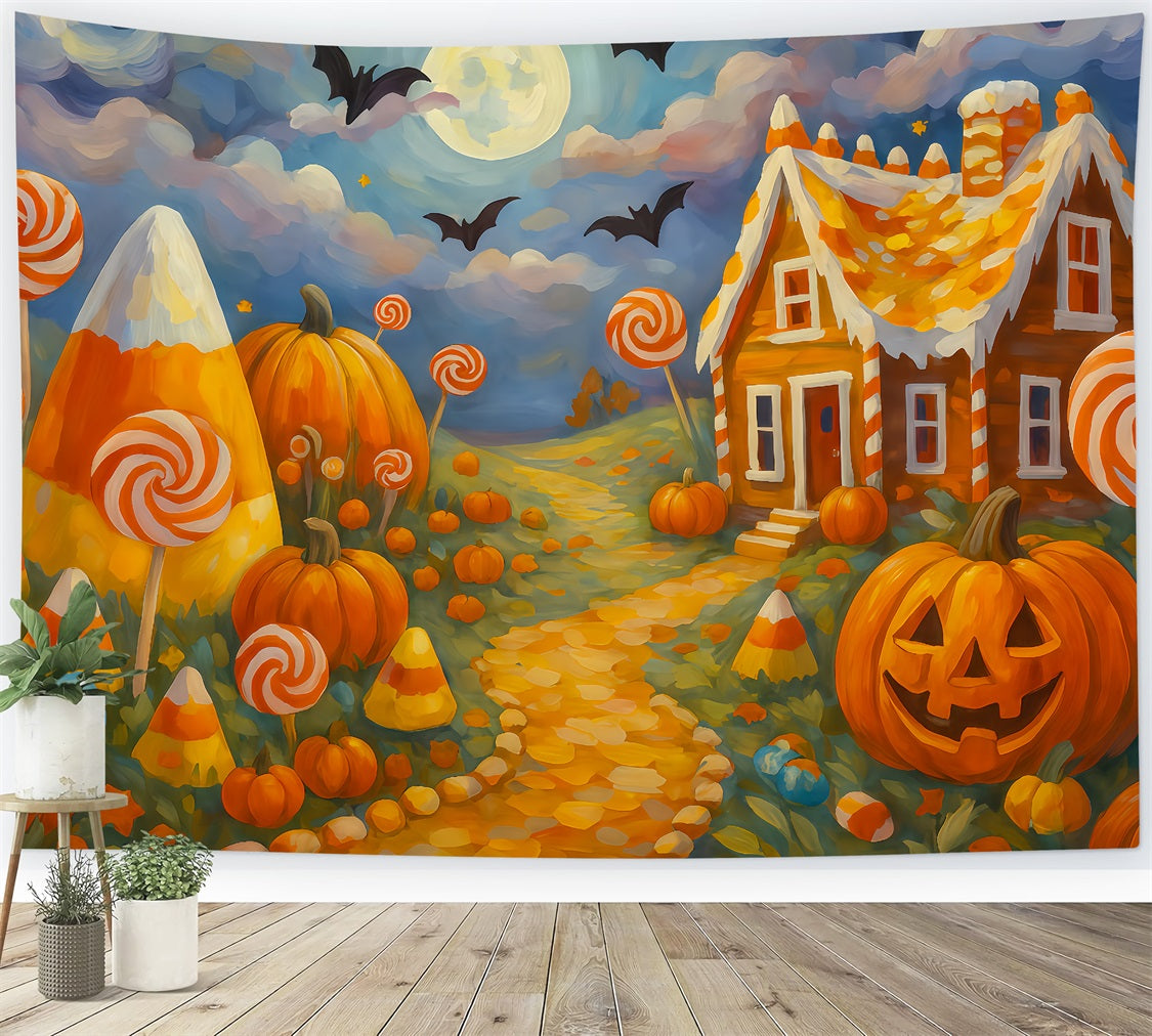 Halloween Color Backdrop Candy Land Pumpkin Path Halloween Backdrops For Photos TWW510-26