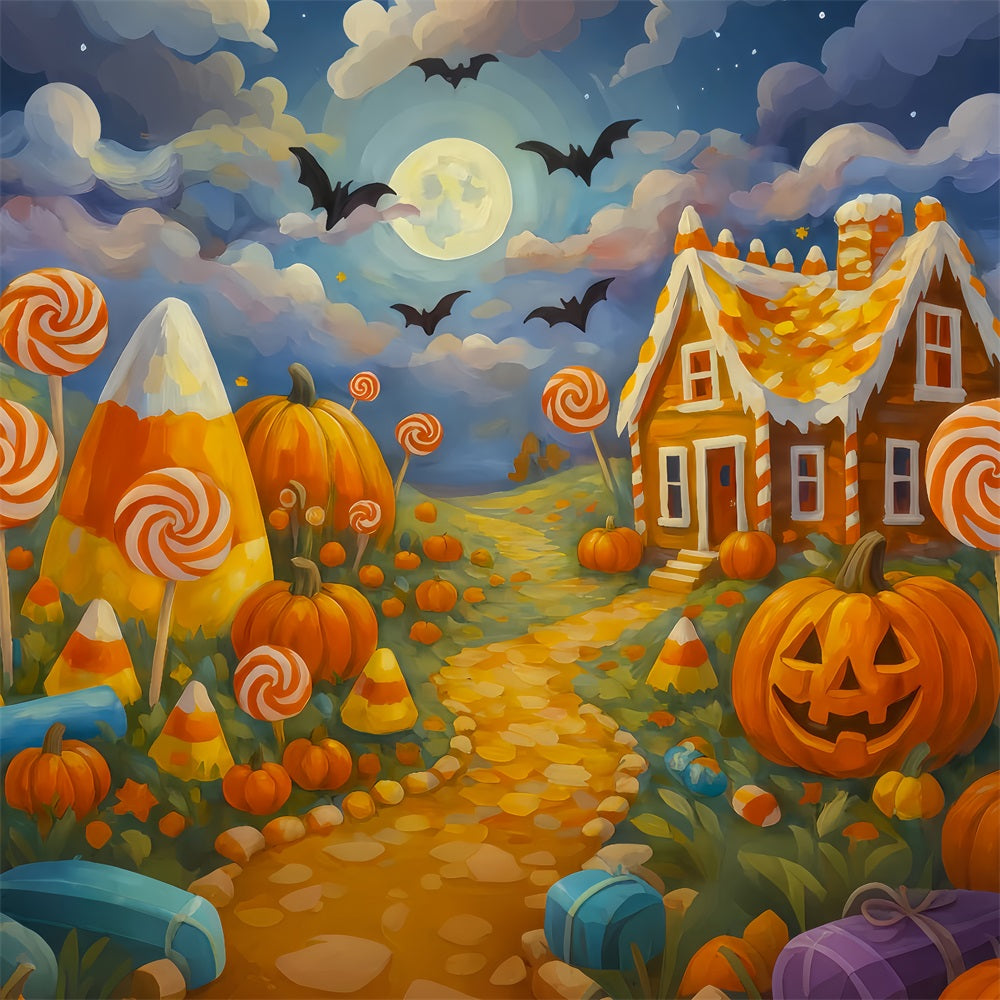 Halloween Color Backdrop Candy Land Pumpkin Path Halloween Backdrops For Photos TWW510-26
