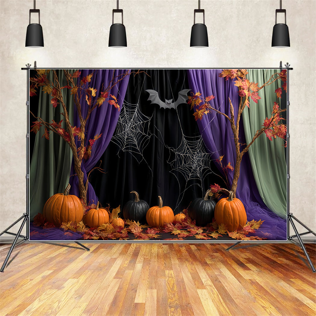 Halloween Spider Backdrop Autumn Curtains Spider Webs Halloween Photo Backdrops TWW510-27