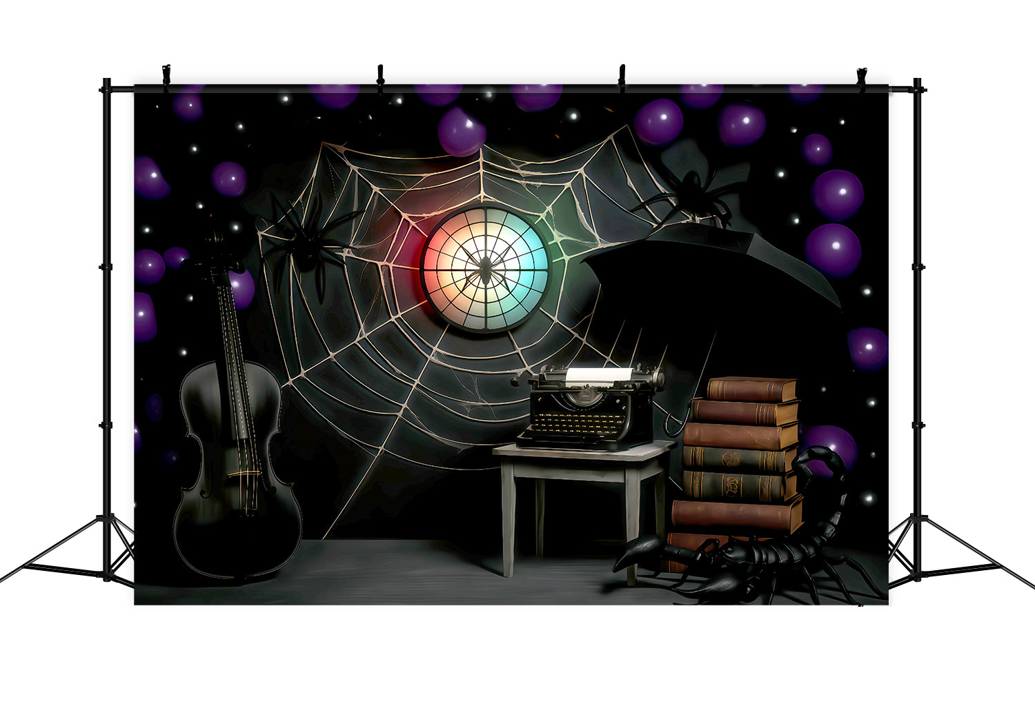 Halloween Spider Backdrop Spider Web Gothic Study Halloween Photo Backdrop TWW510-33